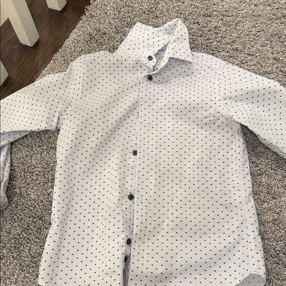 Calvin Klein Kids White and Blue Button Down Shirt